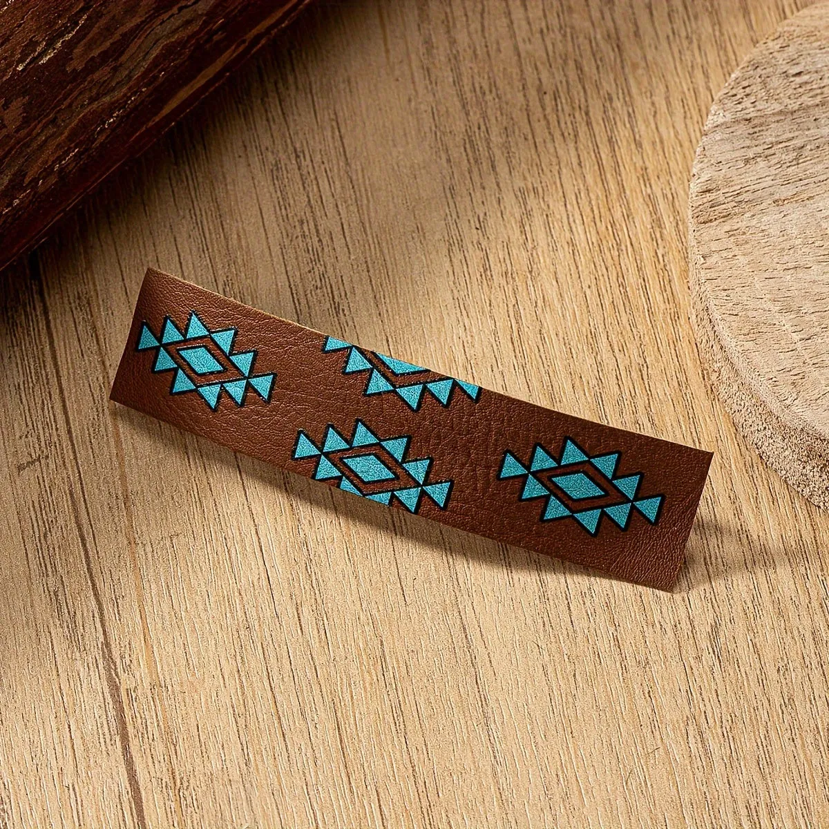 1 Pc PU Leather Southwestern  Native Pattern Barrette Hair Clip Claw Accessories , Gift for Her