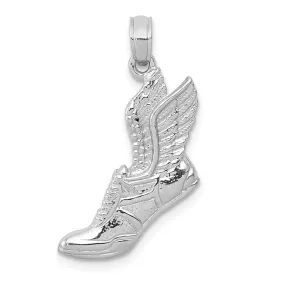 14k White Gold Winged Running Shoe Pendant