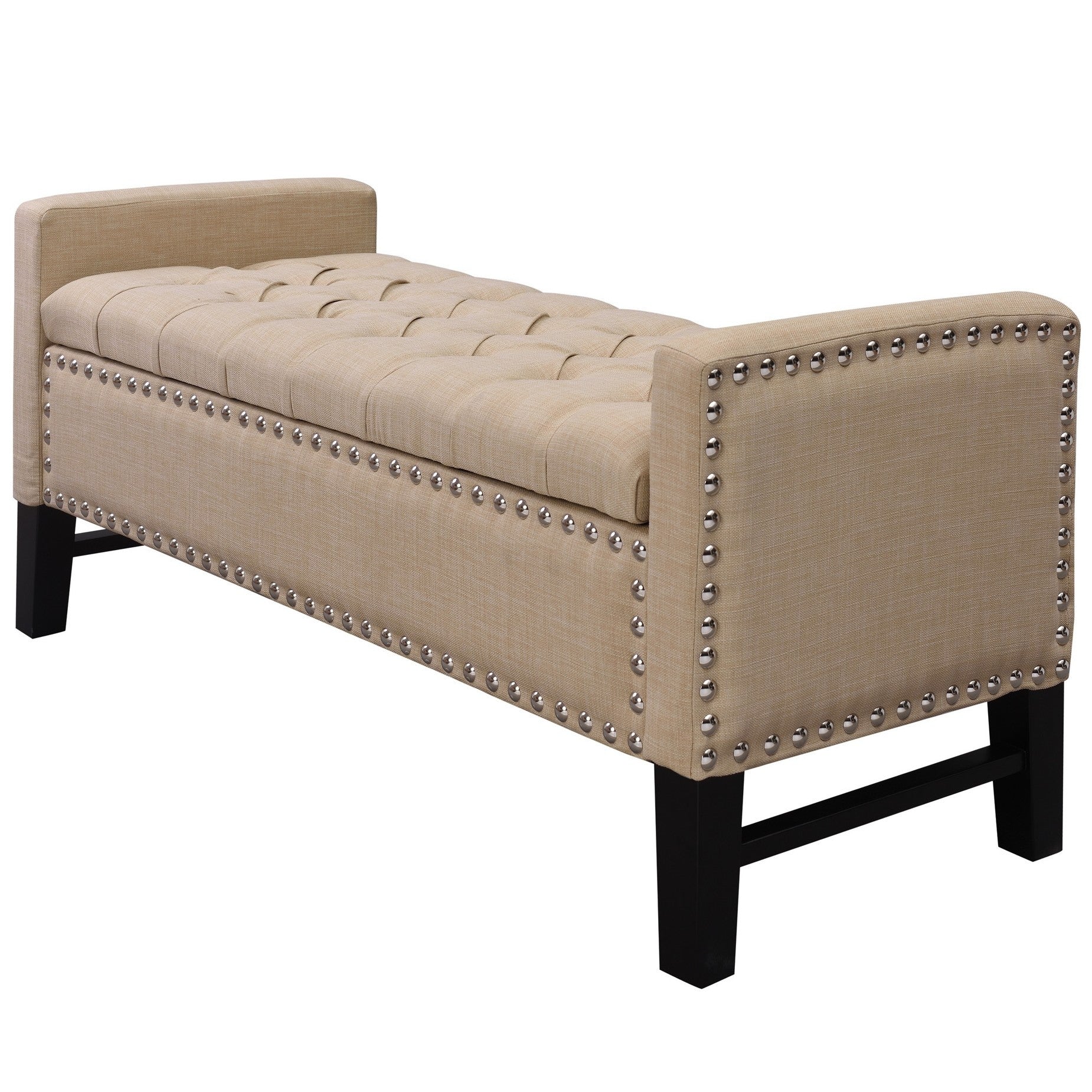 50 Espresso Upholstered PU Leather Bench with Flip top, Shoe Storage