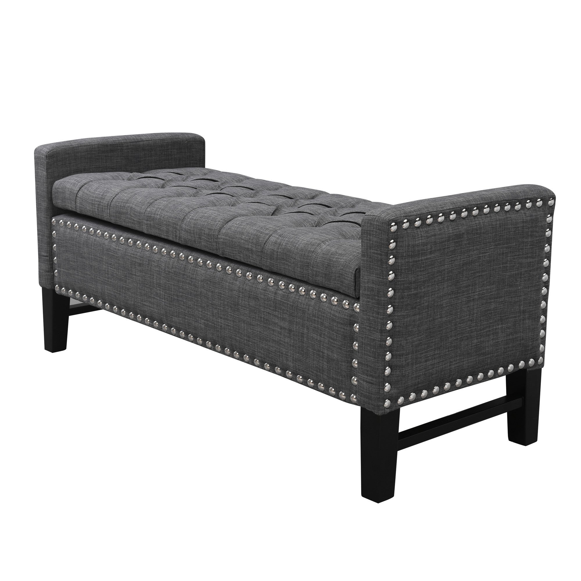 50 Espresso Upholstered PU Leather Bench with Flip top, Shoe Storage