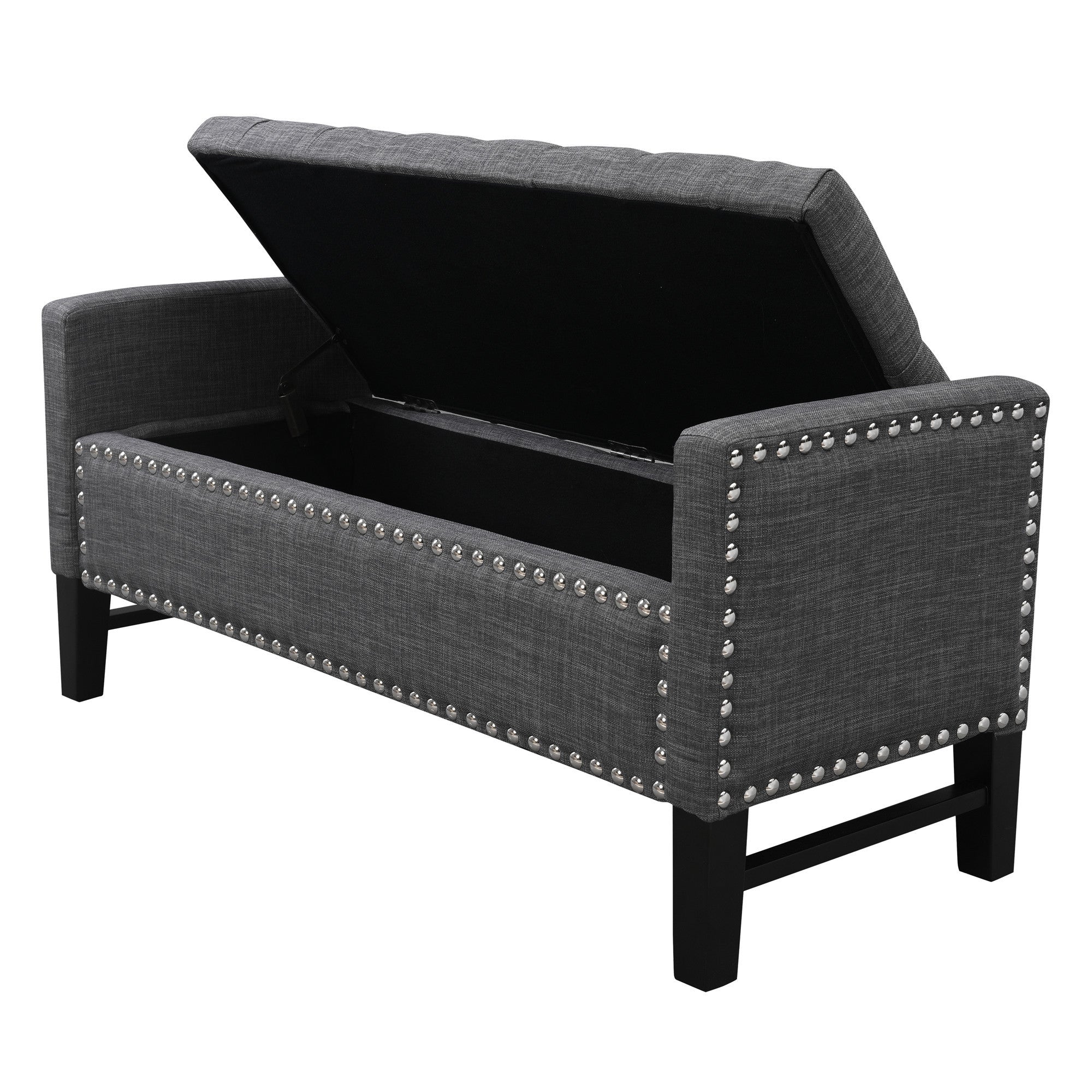 50 Espresso Upholstered PU Leather Bench with Flip top, Shoe Storage