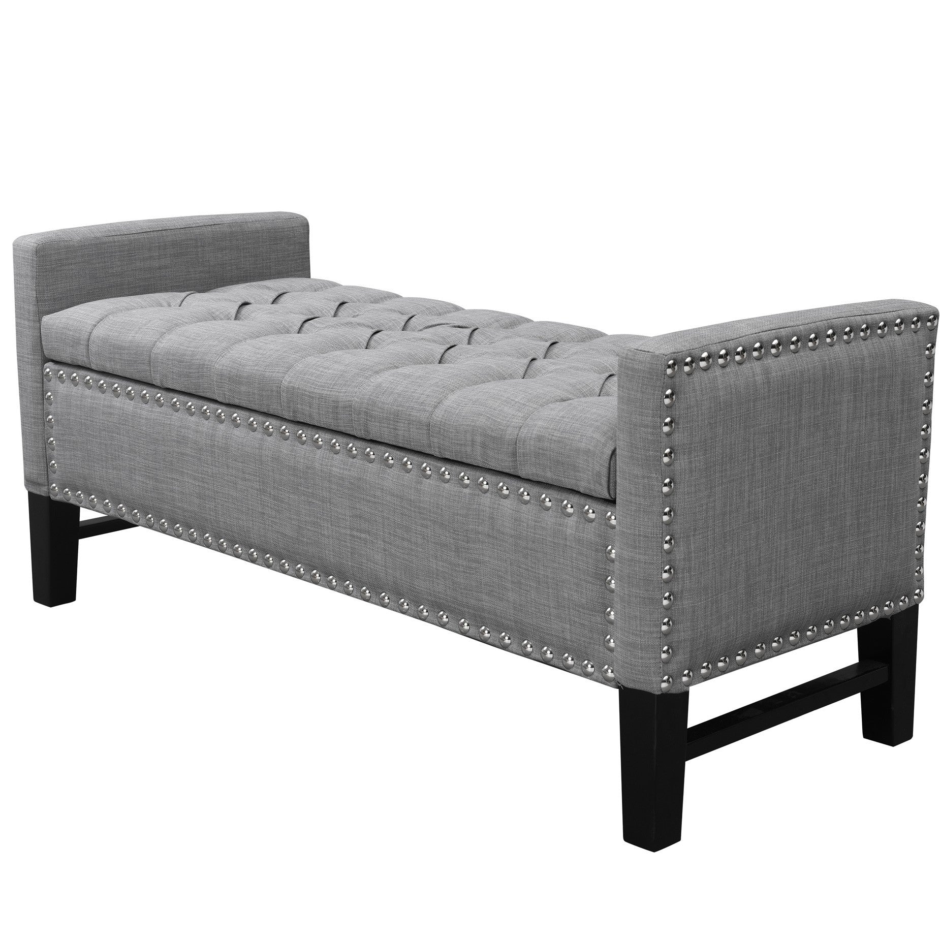 50 Espresso Upholstered PU Leather Bench with Flip top, Shoe Storage