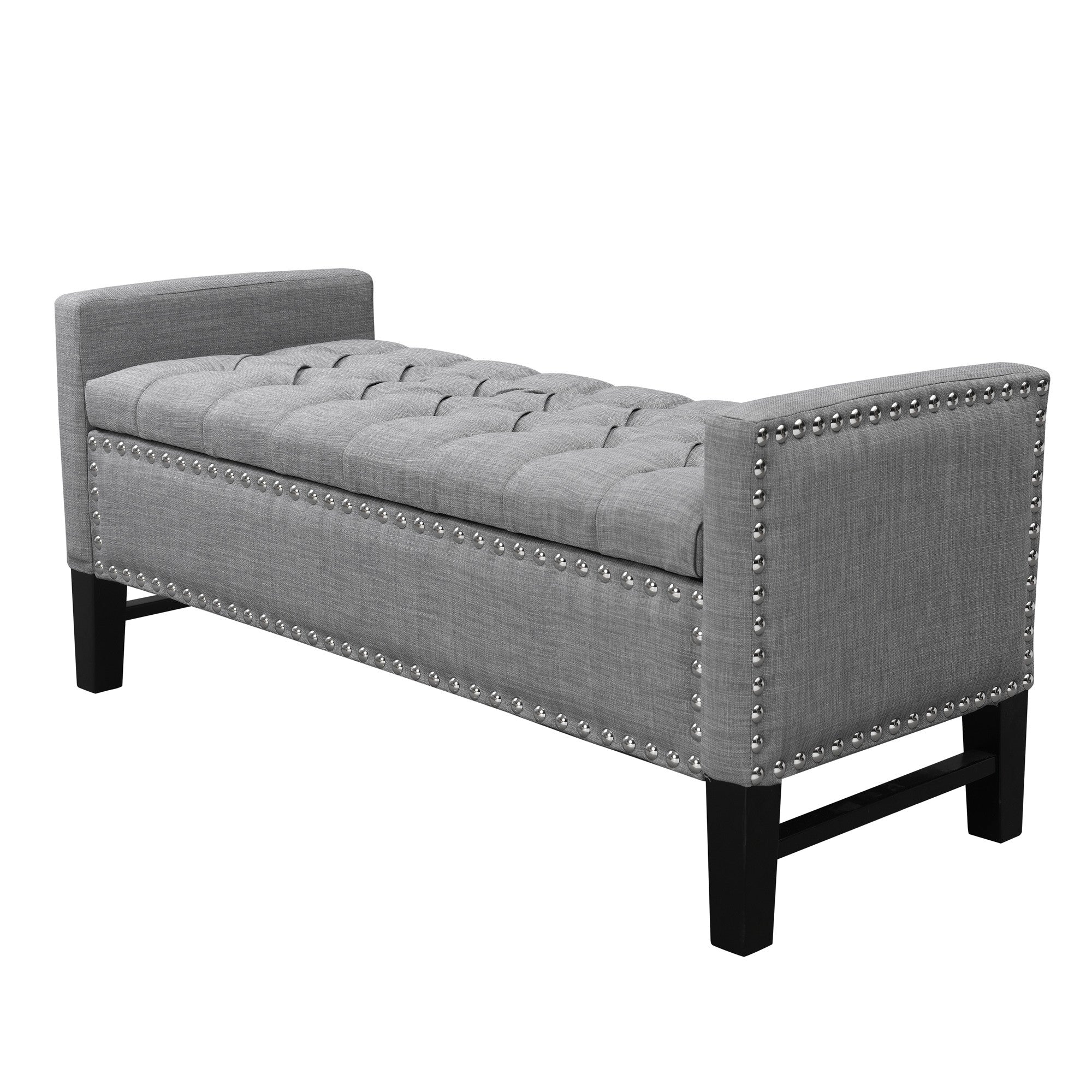 50 Espresso Upholstered PU Leather Bench with Flip top, Shoe Storage