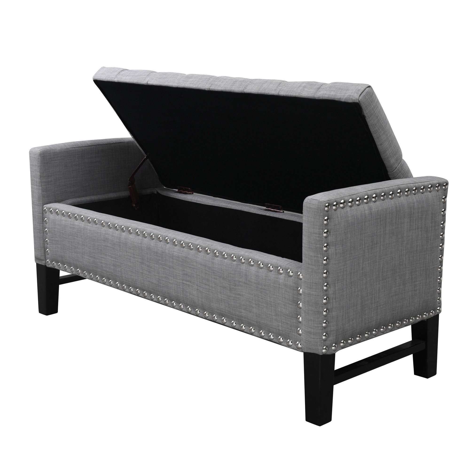 50 Espresso Upholstered PU Leather Bench with Flip top, Shoe Storage