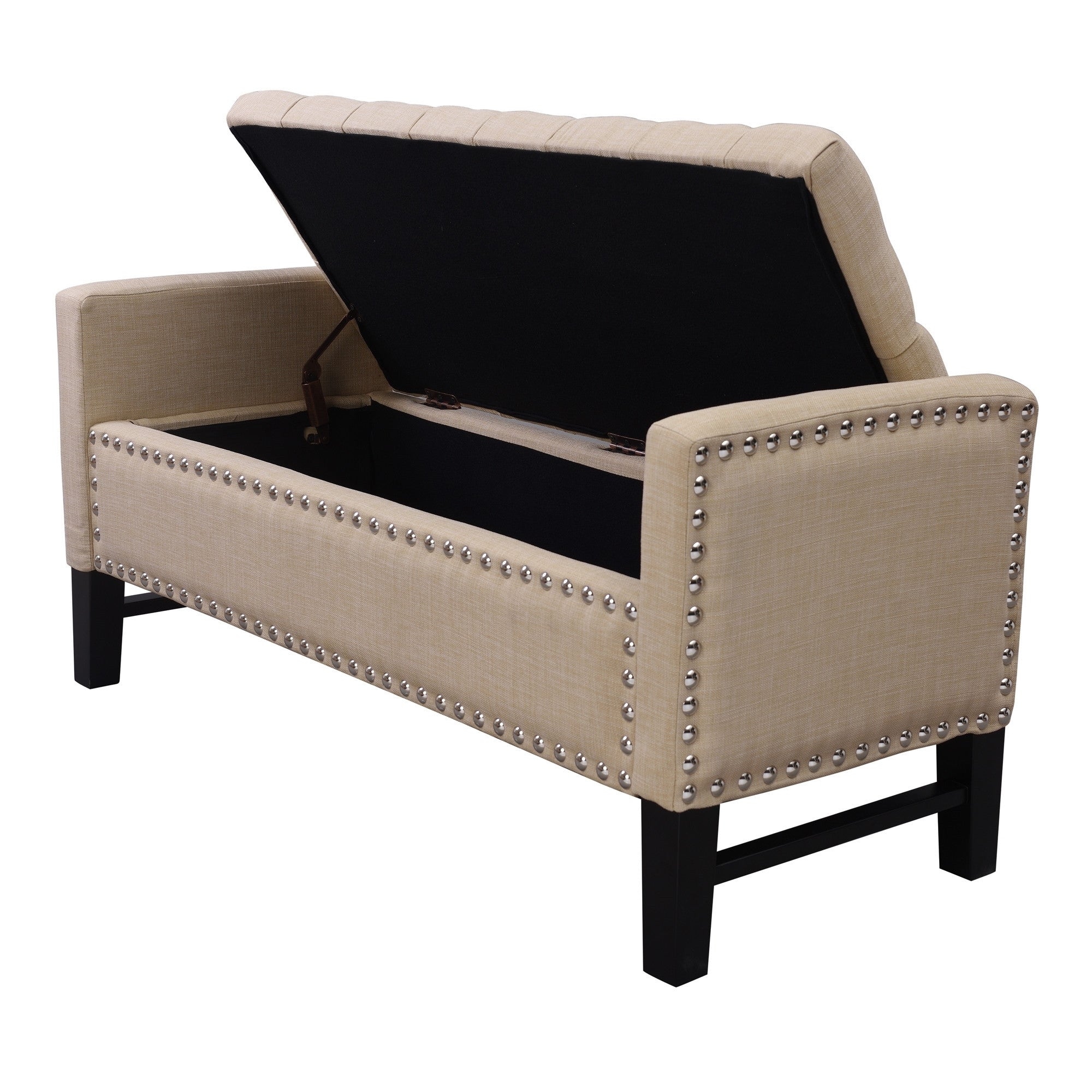 50 Espresso Upholstered PU Leather Bench with Flip top, Shoe Storage