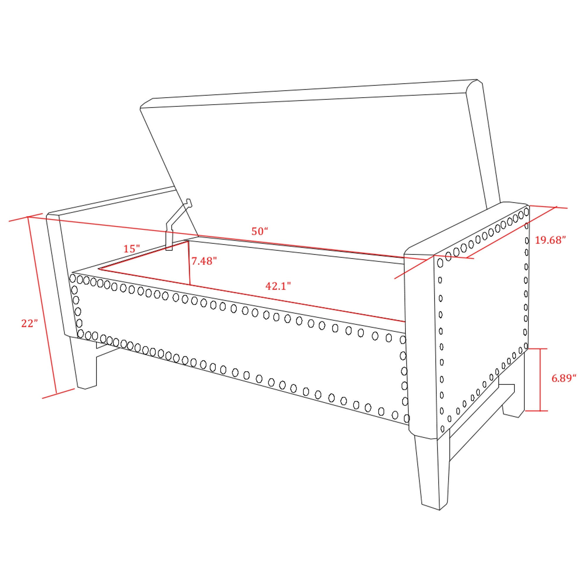 50 Espresso Upholstered PU Leather Bench with Flip top, Shoe Storage