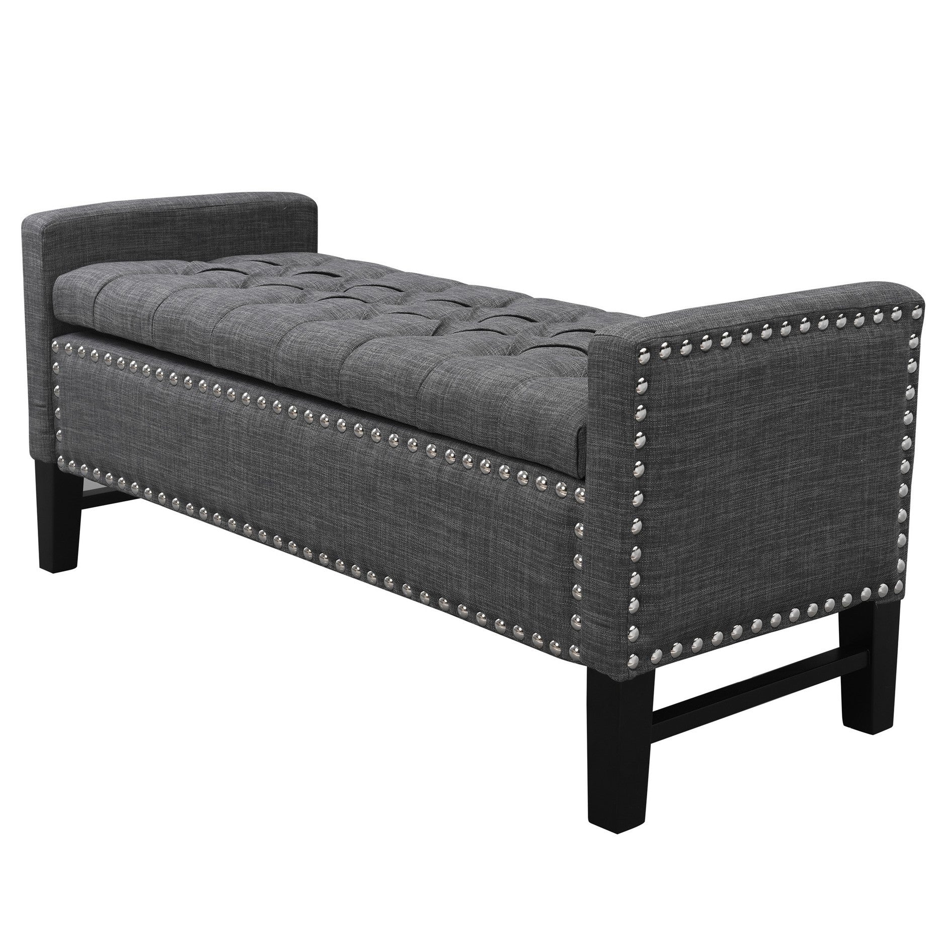 50 Espresso Upholstered PU Leather Bench with Flip top, Shoe Storage