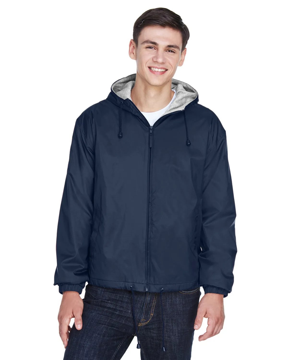 8915 UltraClub® Adult Nylon Fleece-Lined Hooded Jacket  SKU: 8915