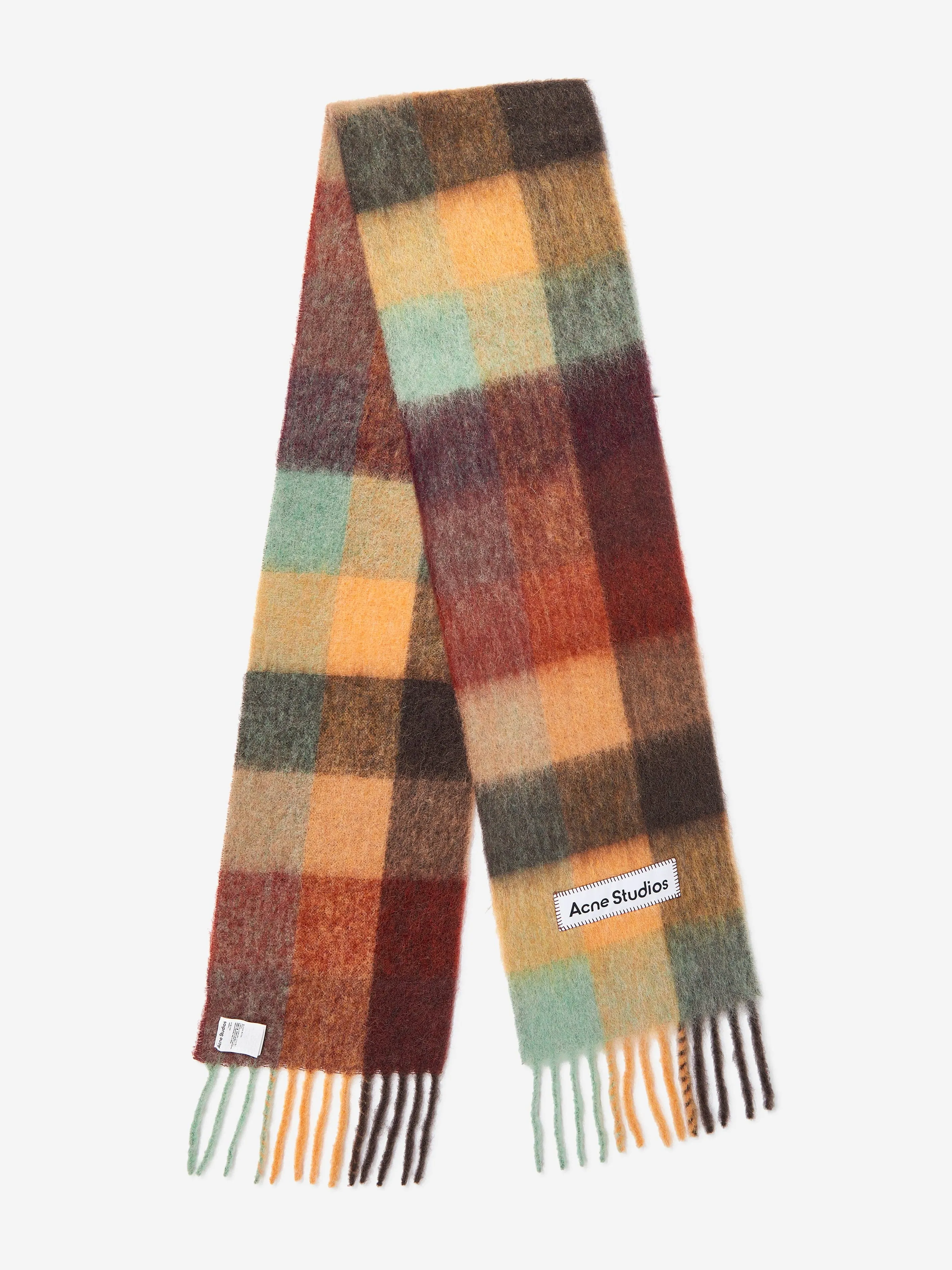 Acne Studios Kids Mohair Checked Scarf in Brown (250 CM)