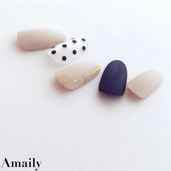 Amaily Japanese Nail Art Sticker / Cursive Letters / Gold