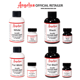 Angelus Acrylic Leather Paint Black / White / Flat Black / Flat White