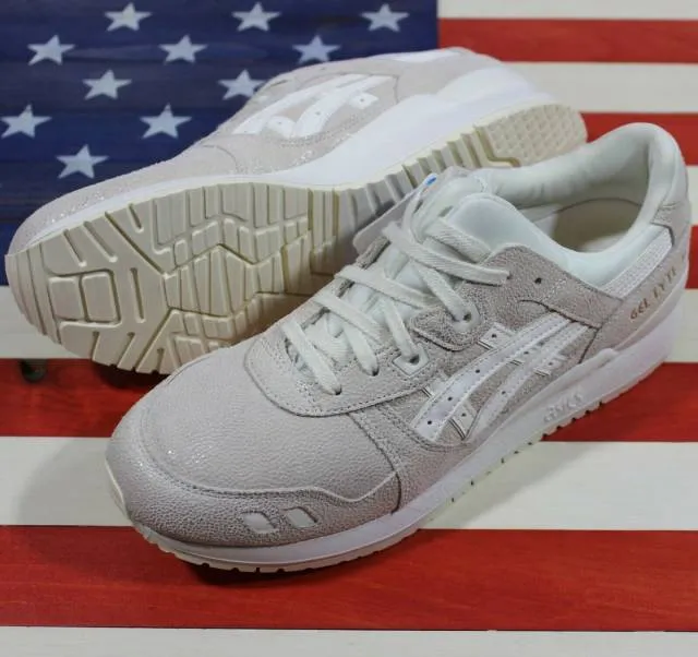 Asics womens gel-lyte lll 3 running casual shoe cream/white leather [hl7e5-0000]