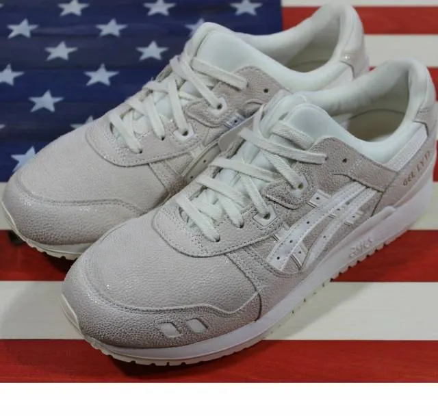 Asics womens gel-lyte lll 3 running casual shoe cream/white leather [hl7e5-0000]