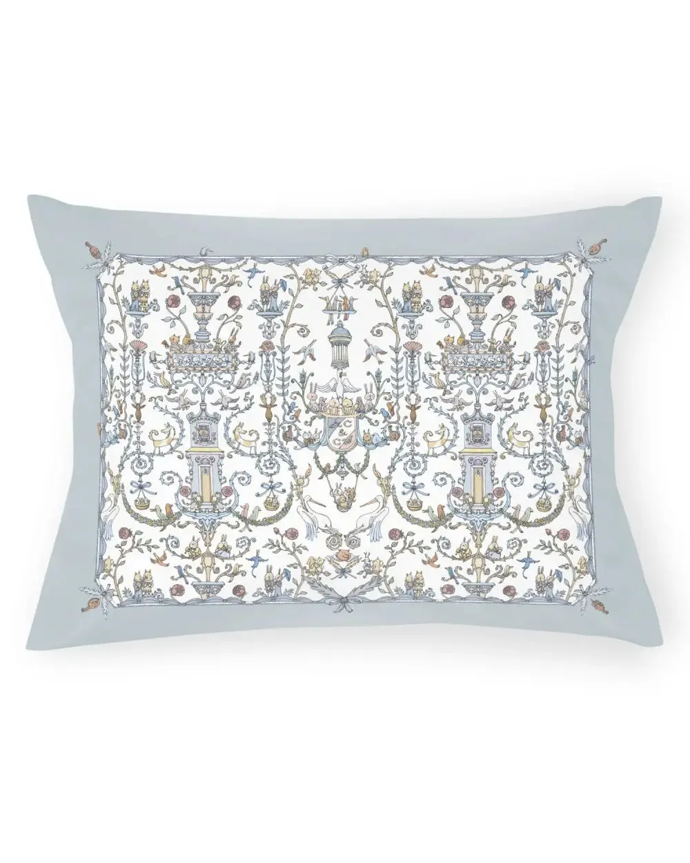 Atelier Choux Paris Cushion Cover Satin Toile De Jouy Blue