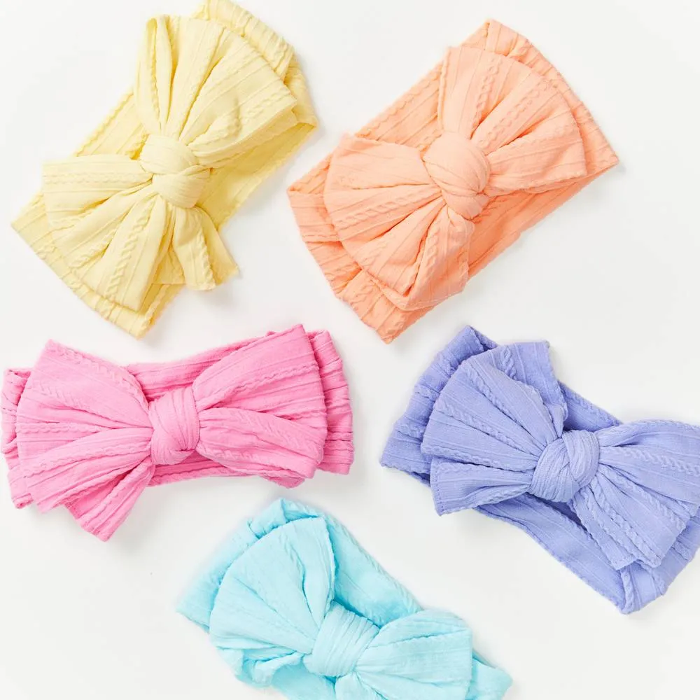 Baby Top Knot Double Bow Headband Sky