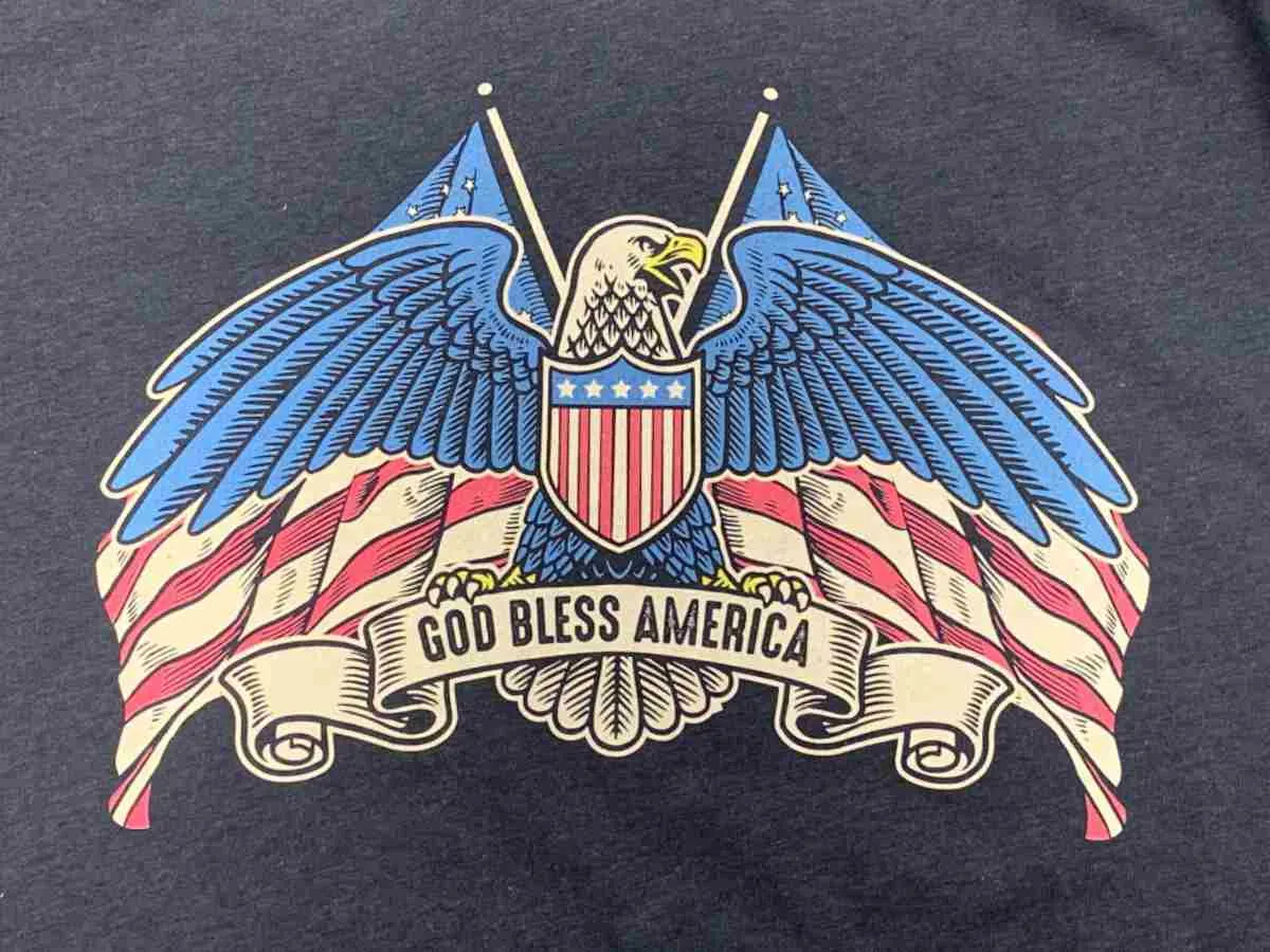 Bald Eagle God Bless 4th of July T-Shirt - Navy Triblend