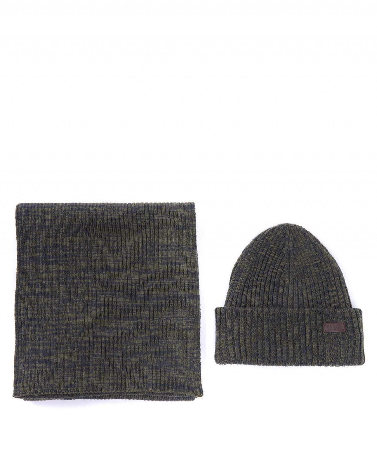 Barbour Crimdon Beanie And Scarf Set Olive