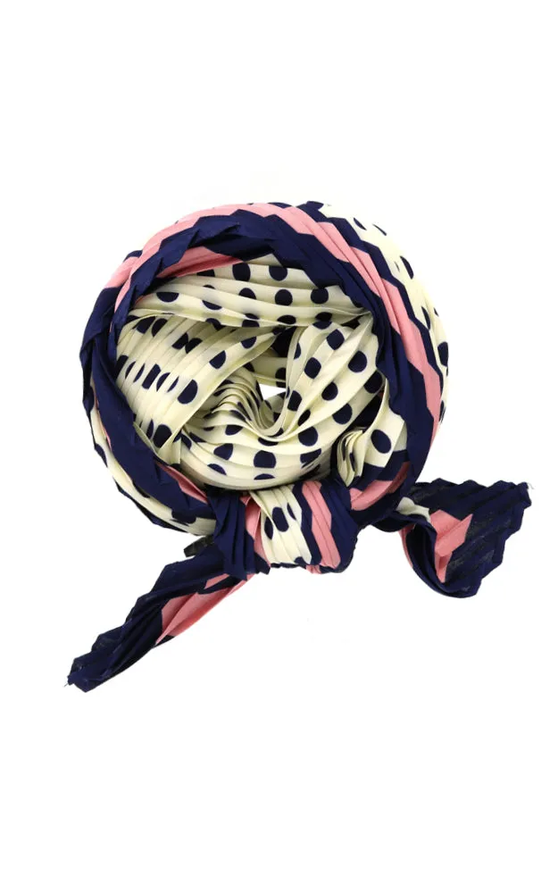 BASC5035 Polka Dots Pleated Bandana Scarf