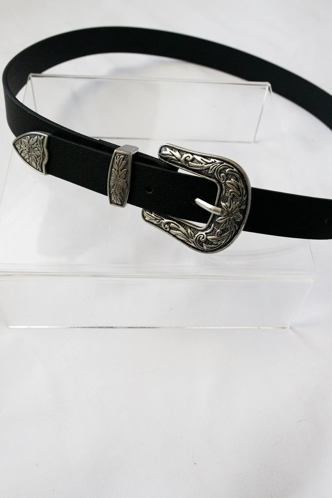 Black Double Buckle Western Belt