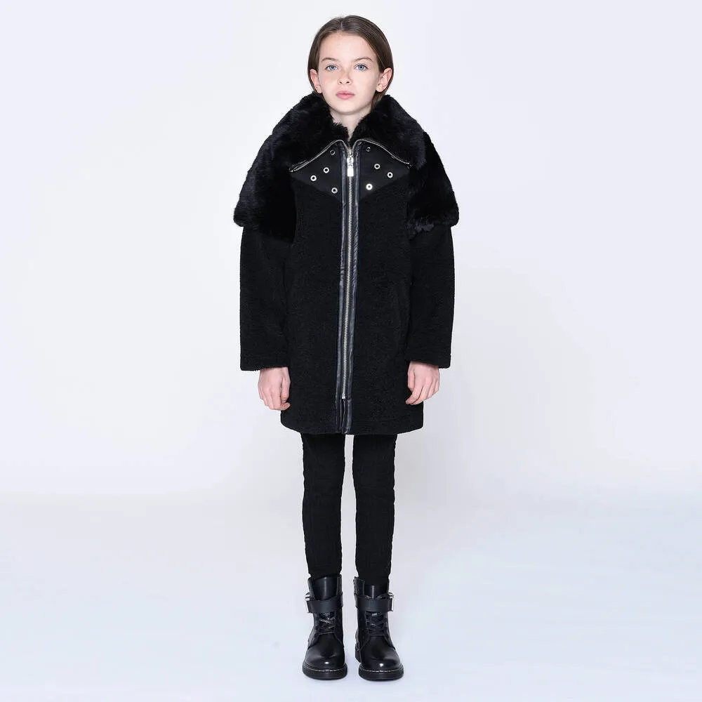 Black Faux Shearling Coat