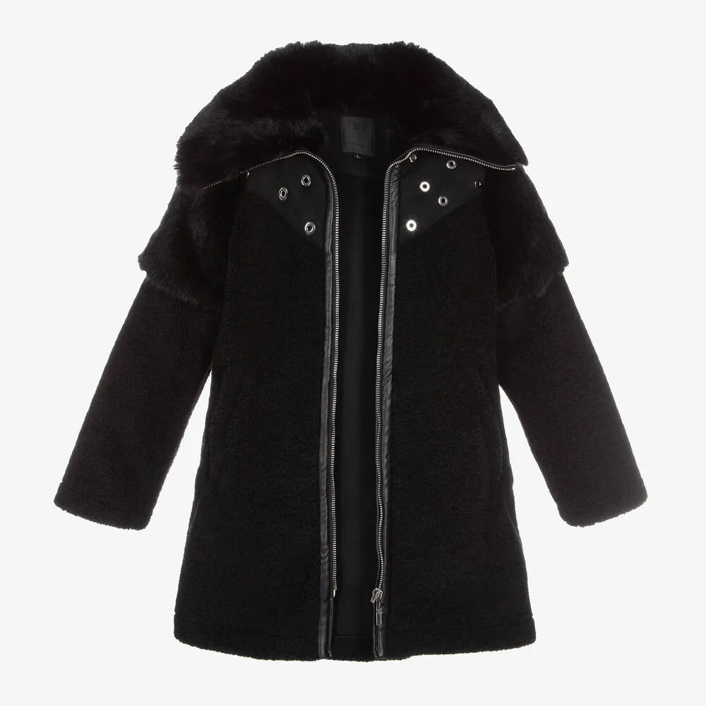 Black Faux Shearling Coat