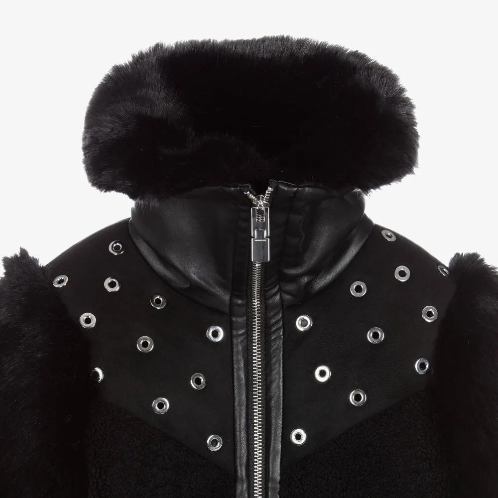 Black Faux Shearling Coat