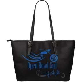 BLUE It's a Lifestyle Open Road Girl LARGE PU LEATHER Tote