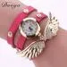 Bracelet Watch Rhinestone Crystal Relogio Feminino Wing Pattern PU Leather Band Dress Clock Gift