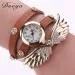 Bracelet Watch Rhinestone Crystal Relogio Feminino Wing Pattern PU Leather Band Dress Clock Gift