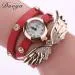 Bracelet Watch Rhinestone Crystal Relogio Feminino Wing Pattern PU Leather Band Dress Clock Gift