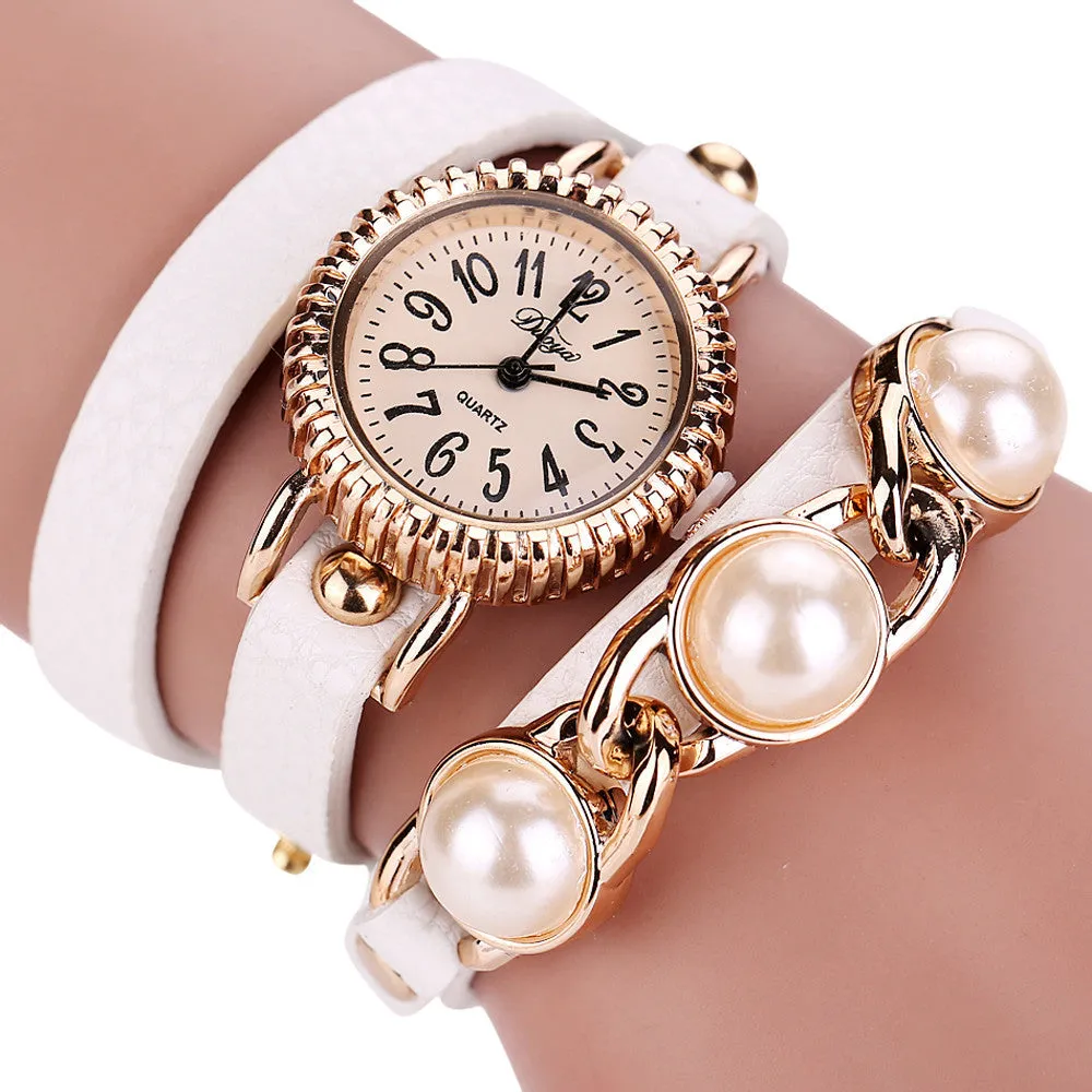 Bracelet Watch Women Rhinestone Crystal Dress Clock PU Leather Relogio Feminino Gift