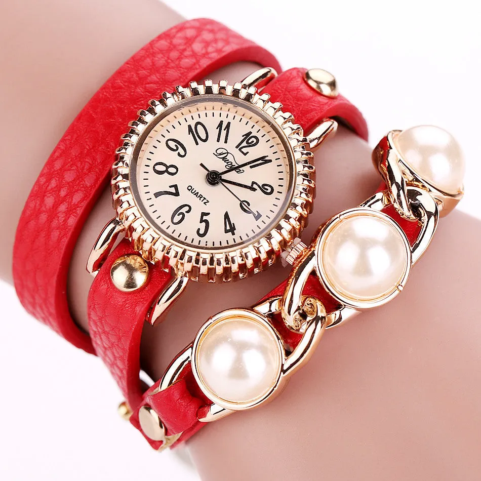 Bracelet Watch Women Rhinestone Crystal Dress Clock PU Leather Relogio Feminino Gift