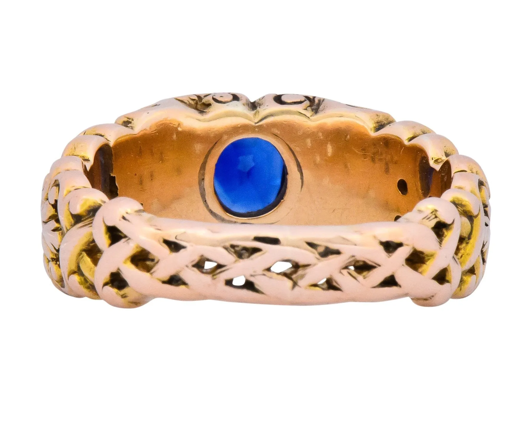 Carter Gough & Co. 1.32 CTW No Heat Sapphire 14 Karat Gold Anemoi God of Wind Unisex Ring AGL