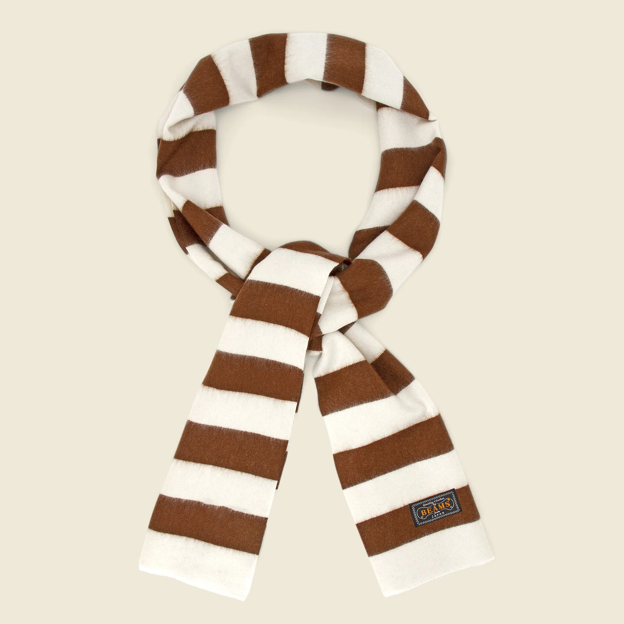 Cashmere Scarf - Off White/Brown Stripe