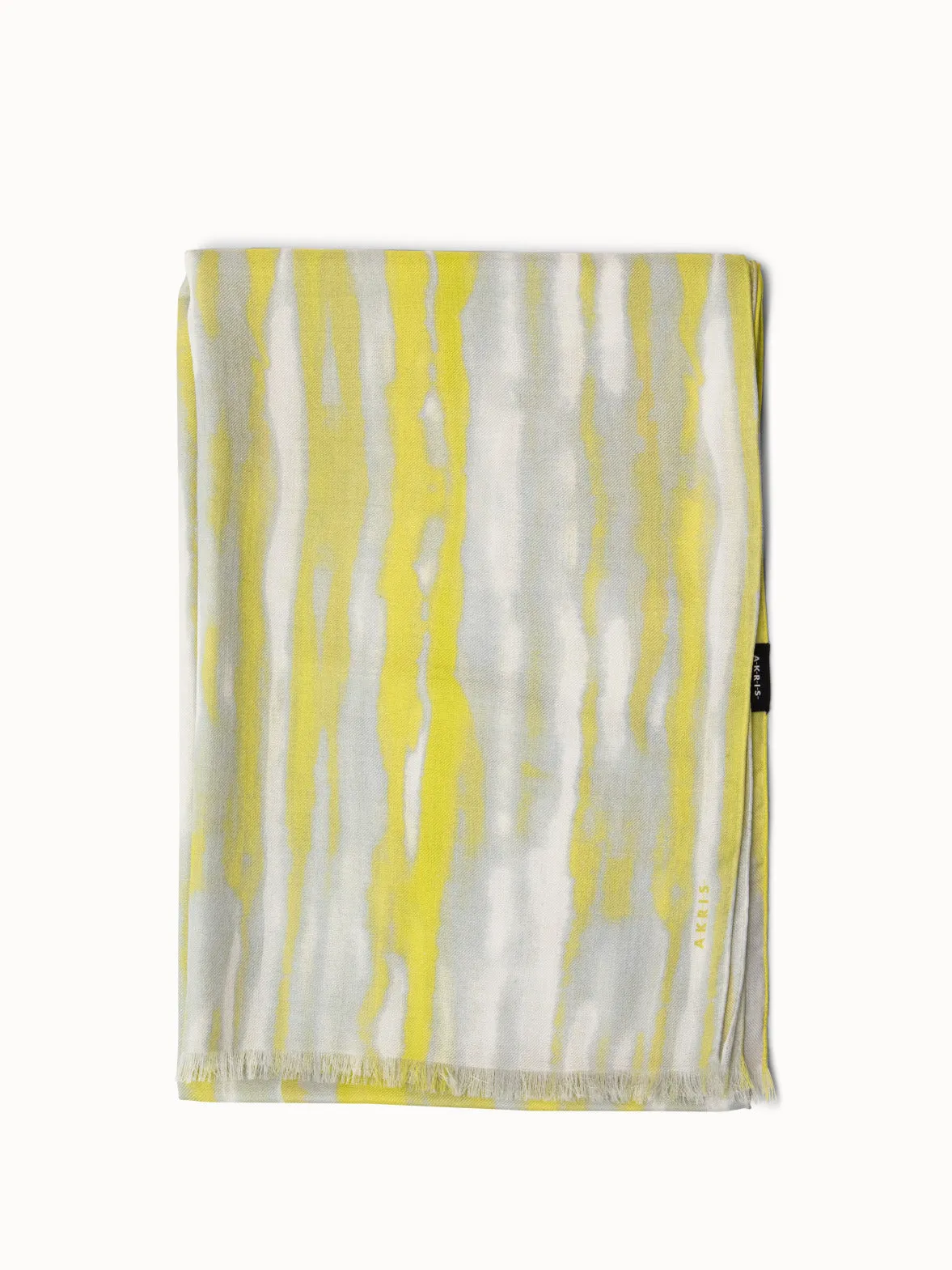 Cashmere Silk Scarf with Waterstripe Print