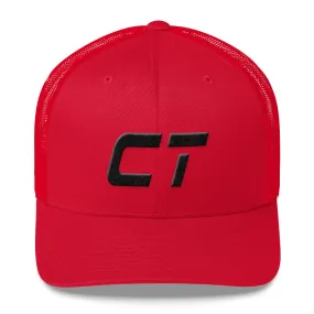 Connecticut - Mesh Back Trucker Cap - Black Embroidery - CT - Many Hat Color Options Available