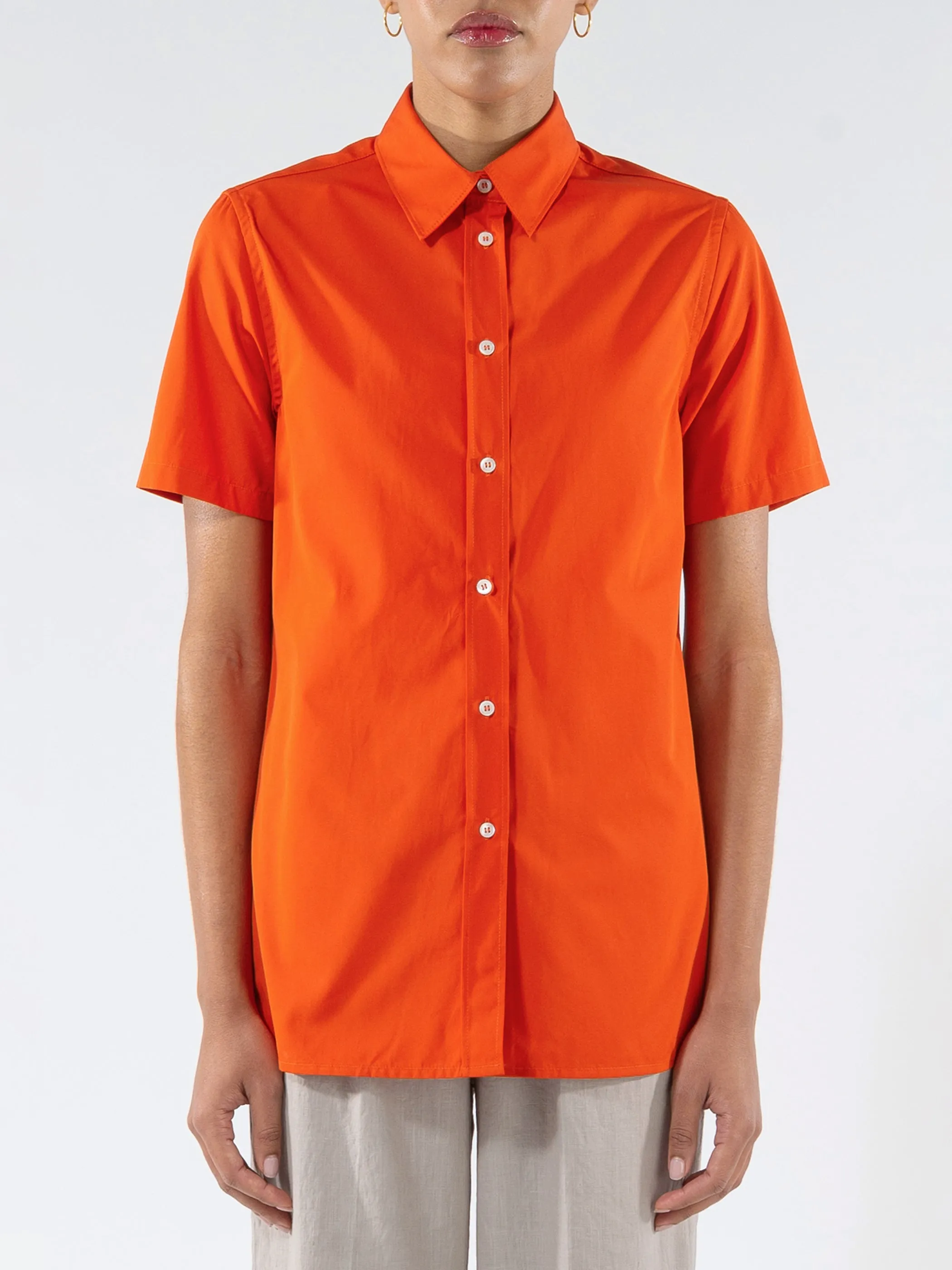 Cotton Poplin Short-Sleeved Shirt