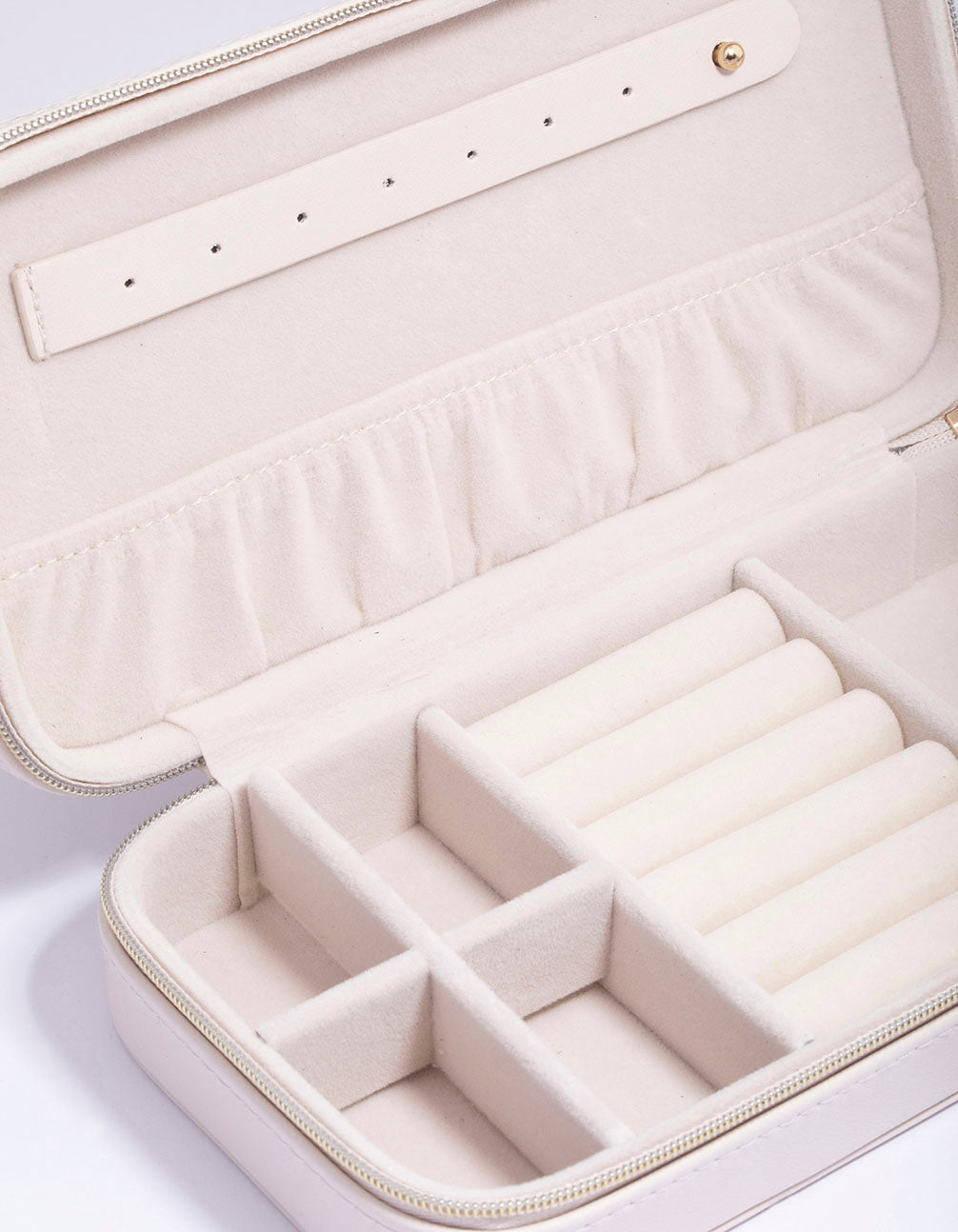 Cream Faux Leather Rectangle Jewellery Box