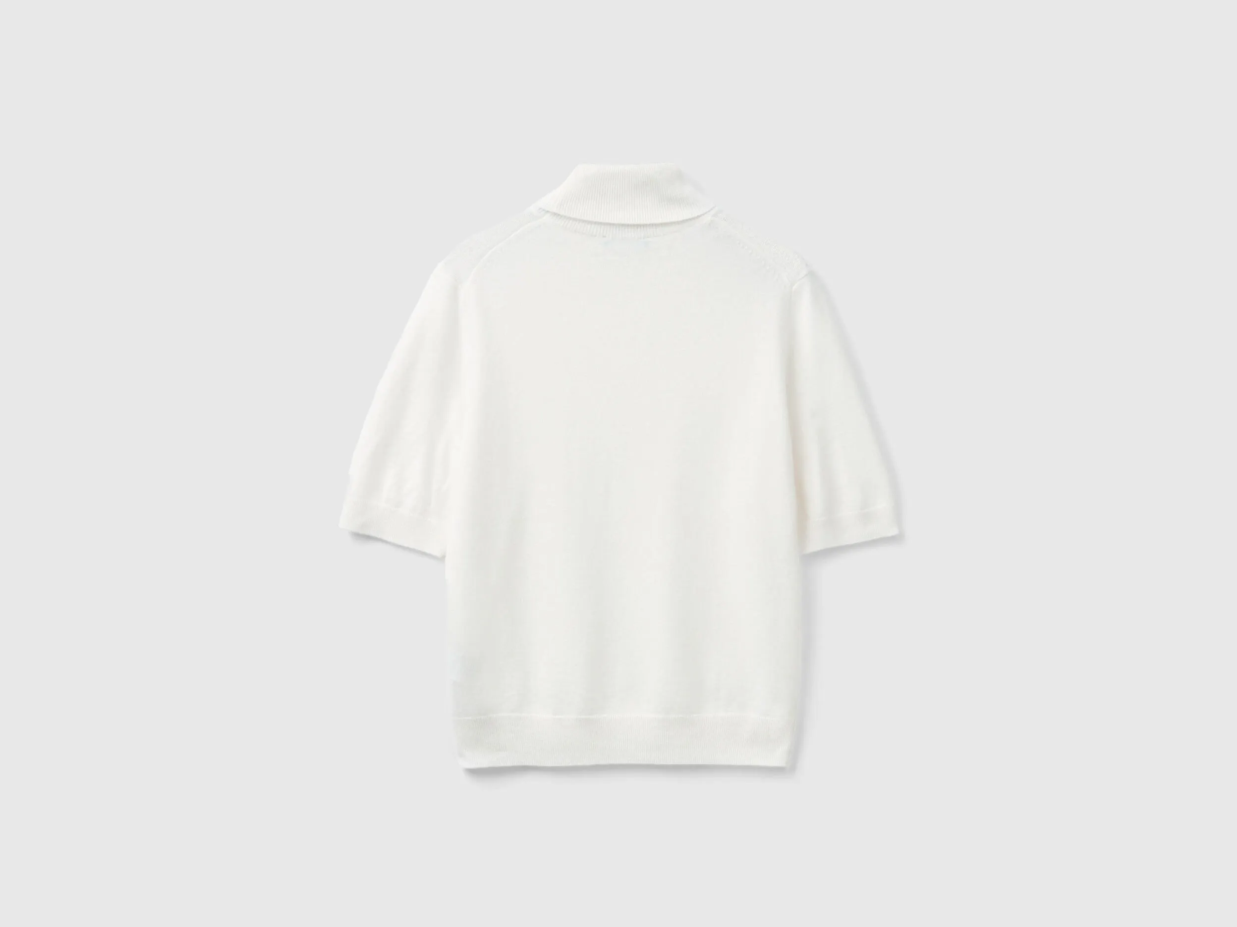 Cream white short sleeve turtleneck in cashmere blend - Creamy White | Benetton