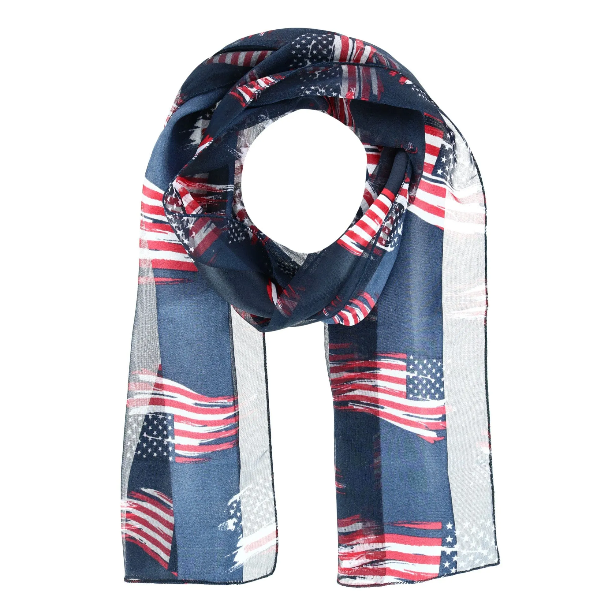 CTM Women's American Flag Print Lightweight Scarf