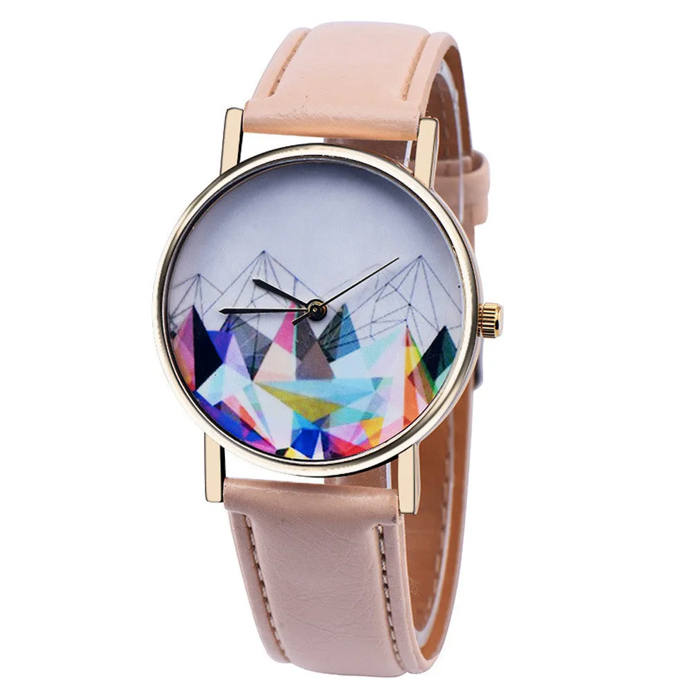 Dress Watch Women PU Leather Band Elegant Clock Analog Quartz Dress Wrist Watch Relogio Feminino