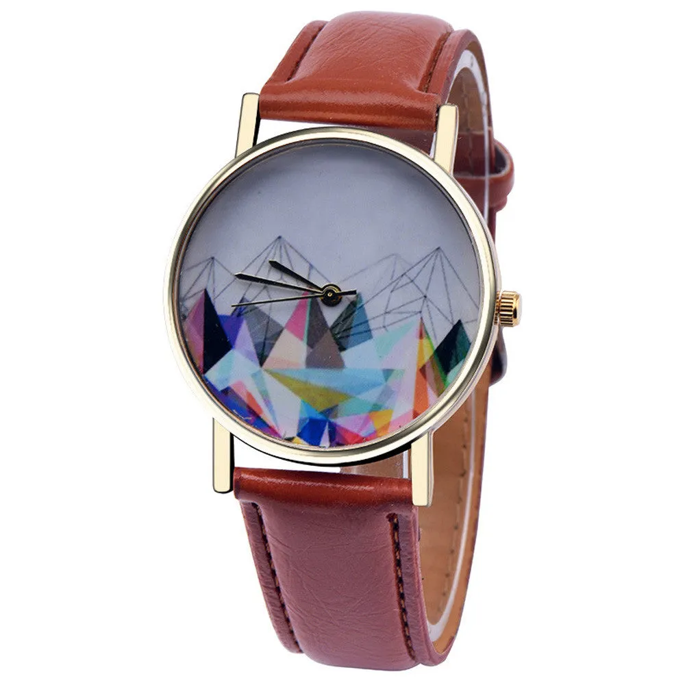 Dress Watch Women PU Leather Band Elegant Clock Analog Quartz Dress Wrist Watch Relogio Feminino