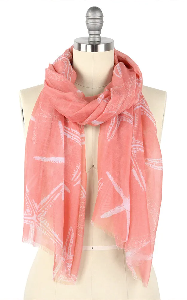 EAS9431 Starfish Pattern Print Oblong Scarf