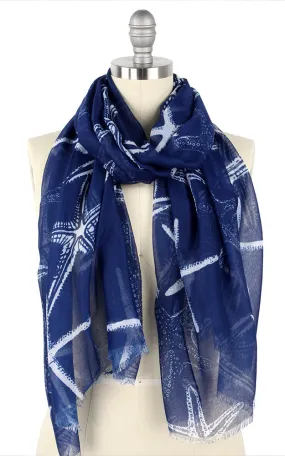 EAS9431 Starfish Pattern Print Oblong Scarf