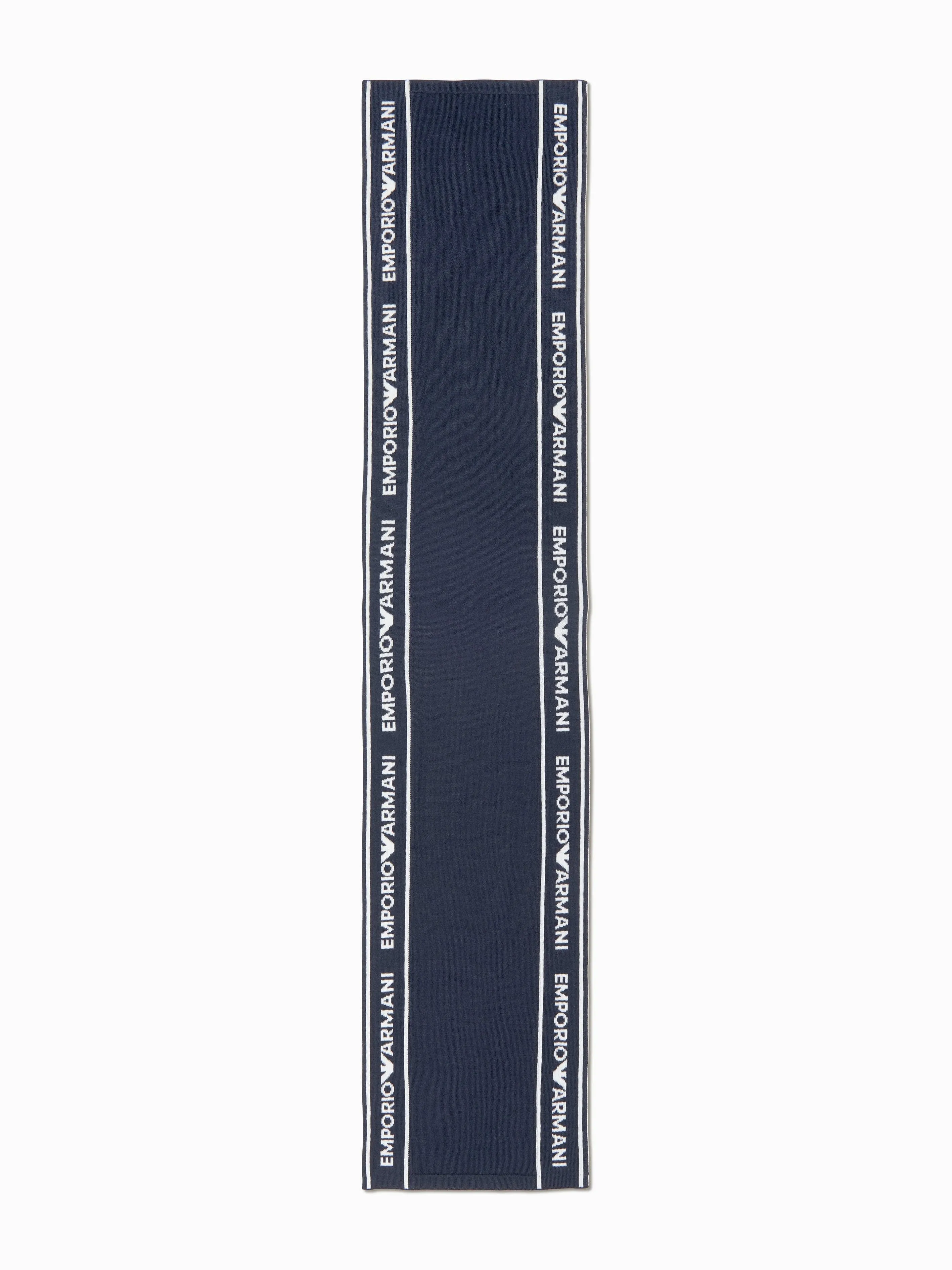 Emporio Armani Boys Logo Scarf in Navy