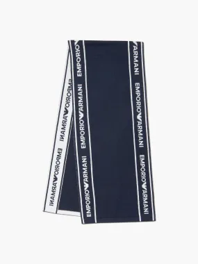 Emporio Armani Boys Logo Scarf in Navy