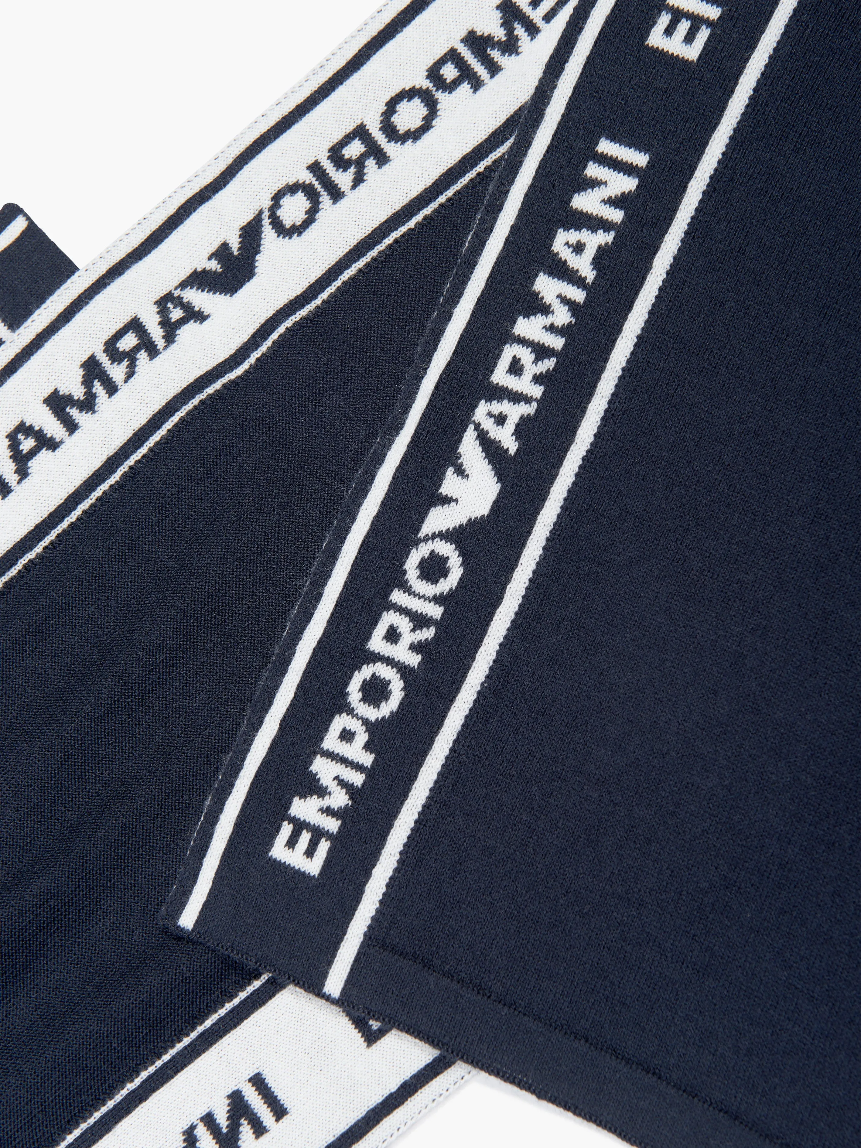 Emporio Armani Boys Logo Scarf in Navy