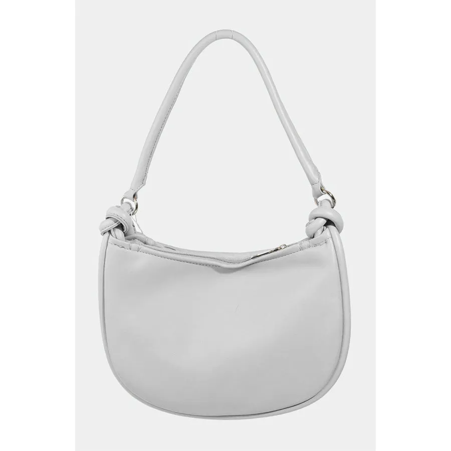 Fame PU Leather Basket Weave Half Moon Bag