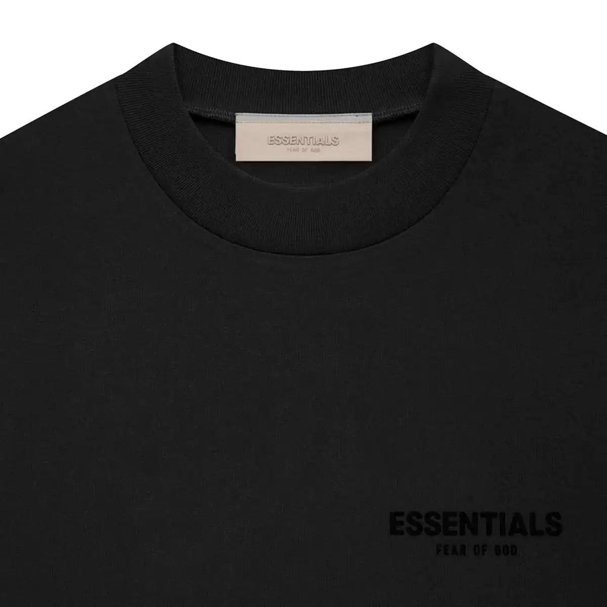 FEAR OF GOD Essentials Felt Logo Long Sleeve Tee Black