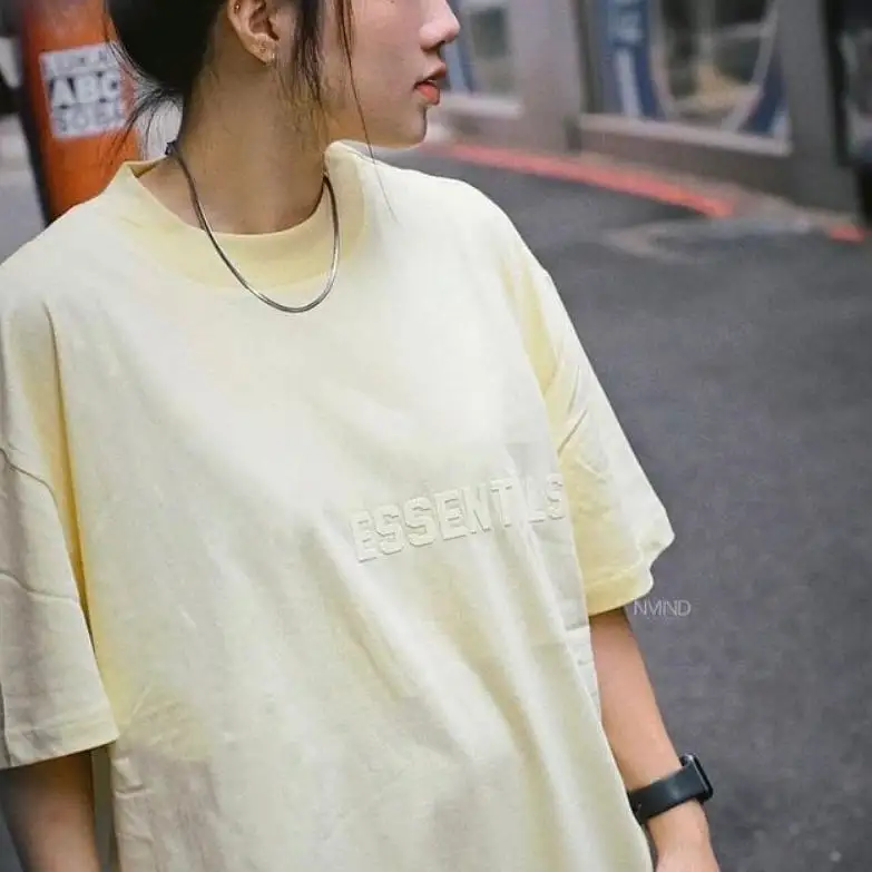 FEAR OF GOD Essentials Felt Logo Tee Canary